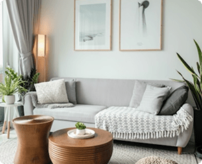 Elegant interior sofa setting in a modern home